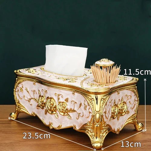 Luxury Dual-Function Tissue Box with Built-In Toothpick Dispenser detail view