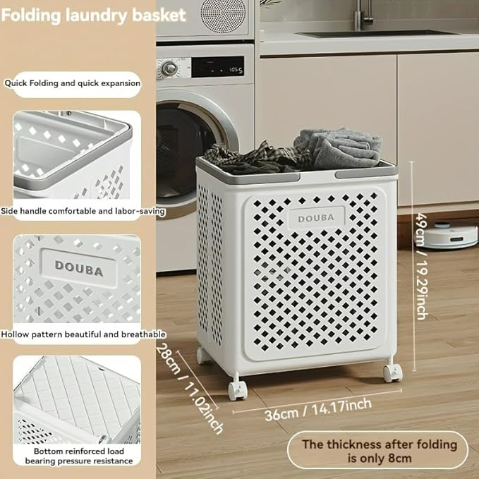 Large Capacity Movable Folding laundry Basket detail view