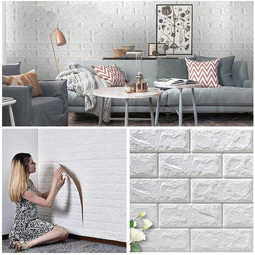 Pack Of 4 3D Foam Brick Wall Sheets detail view
