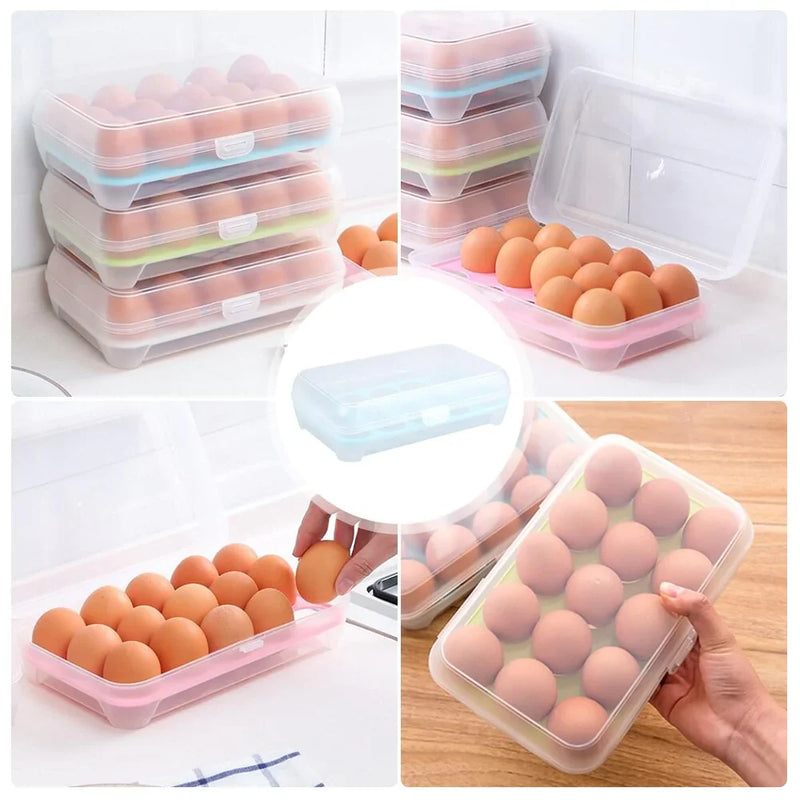 15 Grids Portable Egg Storage Box Egg Fresh Box Refrigerator Tray Container Double Layer Egg Crisper detail view