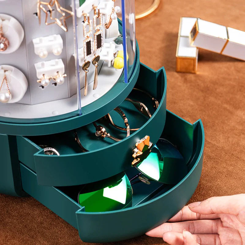 Premium Rotating Jewelry Organizer Box detail view