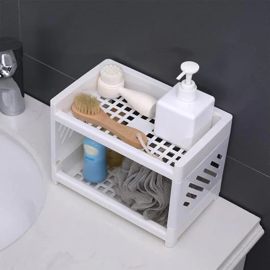 Double Layer Plastic Stroge Organizer Shelf detail view